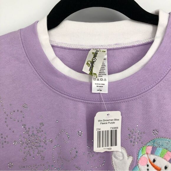Snowman Fleece Sweatshirt Purple Womens Size Large NWT‎ - Picture 4 of 4